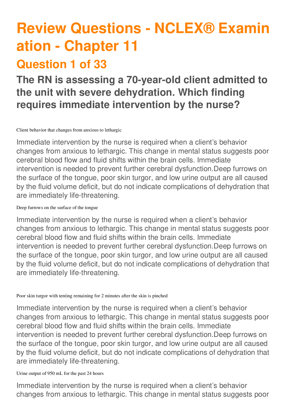 Preview image for Review Questions - NCLEX® Examination - Chapter 11